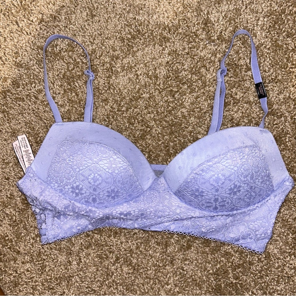 NWT Victoria Secret Lavender Periwinkle Lace Bralette Size S |A169